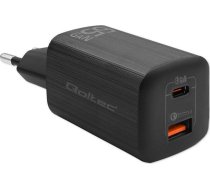 Lādētājs Qoltec Lādētājs Tíkla 65w Gan Ultra | 5-20v | 2.25-3.25a | 1 X Usb Tips C Pd | 1 X Usb | Melna