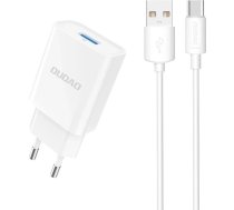 Lādētājs Dudao Lādētājs Tíkla Dudao A4eu Usb-a 2.1a - Balta + Kabelis Usb-a - Usb-c