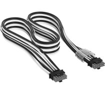 Corsair Premium Sleeved 12v-2x6 Do 12v-2x6-Kabeļa, Universal - Melns/balts