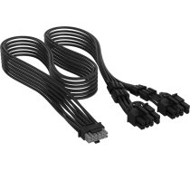 Corsair Premium Sleeved 12v-2x6 Do 2x 6+2-pin-pcie Kabelis, Universal - Melns