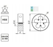 Fanar Vītņgrieža ripa M 8 Din-22568 (6g) Hss 800 Spn