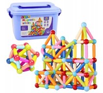 Leantoys Komplekts Klucīši Magnētiskais Celtniecības Kastītē Kociņi 3d 166 El.