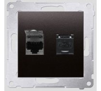 Kontakt-simon Ligzda Datoru Simon54 Dubults 2xrj45 Kat.6 Z Przesłoną Antracīts - D62.01/48