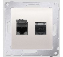 Kontakt-simon Ligzda Datoru Simon54 Dubults 2xrj45 Kat.6 Z Przesłoną Krēma - D62.01/41