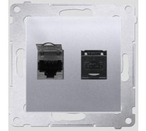 Kontakt-simon Ligzda Datoru Simon54 Dubults 2xrj45 Kat.6 Z Przesłoną Sudraba Mat - D62.01/43
