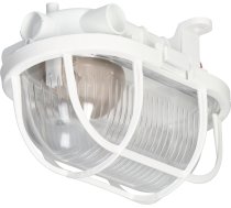 Lampa Griestu Orno Oval-7040t/p, Gaismeklis Apgaismojuma, 40w, E27, Ip44, Ik10, Abažūrs Polikarbonāts Caurspīdīgs, Bāze Polipropylen, Siets Plastmasas, Balta