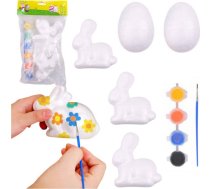 Komplekts Krāsošanas Styropianowych Ozdób 3 Zające 2 Olas Krāsas Lean Toys