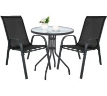 Galds Apaļš Island 60cm + 2x Krēsls Sofia Melns