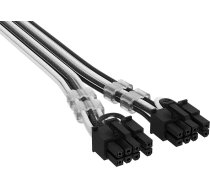 Kabelis Barošanas Corsair Corsair Premium Sleeved 12v-2x6 Zu 2x 6+2-pin-pcie-Kabelis, Universal - Melns/wei