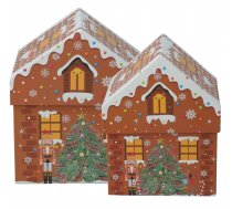 Ziemassvētku Rotājums Home Styling Collection Kaste świąteczne Formā Domku, Komplekts 2gab.