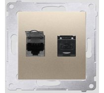 Kontakt-simon Ligzda Datoru Simon54 Dubults 2xrj45 Kat.6 Z Przesłoną Zelta Mat - D62.01/44