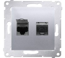 Kontakt-simon Simon 54 Ligzda Datoru Dubults 2xrj45 Kat.6 Ekranowane Z Przesłoną Sudraba Mat D62e.01/43 Wmdk-0640xx-043 - Wmdk-0640xx-043
