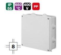 Elektro-plast Kārba Atzarojuma Ar Skavām 35mm2 Ip55 Balta 196 X 196 X 78mm (pk-8 0232-00)