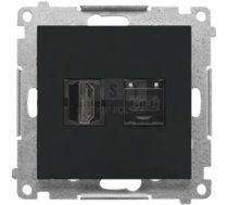 Tghrj45.01/149 Simon 55 Ligzda Hdmi + Rj45 Kat.6. (Modulis) Melns Mat Tghrj45.01/149