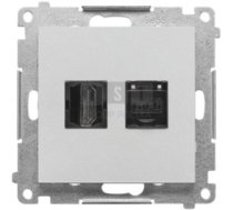 Tghrj45.01/143 Simon 55 Ligzda Hdmi + Rj45 Kat.6. (Modulis) Aluminium Mat Tghrj45.01/143
