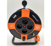Pagarinātājs Spoles 4-kontaktligzdu H05vv-f 3g1.0, 25m Oranžs-Melns / 24625