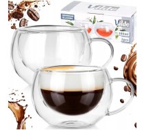 Szklanki Termiskās 2gab. 280ml Z Podwójną Scianką Kafijas Tējas 139818
