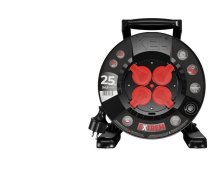 Pagarinātājs Spoles Extreme Line 4 Kontaktligzdas Z/u Ip44 16a H05rr-f 3x1,5 25m Melns W-100026