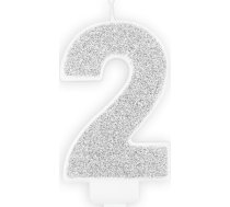 Party Deco Svece Dzimšanas Dienas Cipars "2" Sudraba