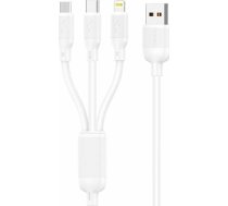 Kabelis Usb Foneng Usb-a - Usb-c + Micro-b + Lightning 1.2 M Balts (x80 3 In 1)
