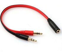 Kabelis Mozos Jack 3.5mm - Jack 3.5mm X2 0.2m Sarkans (asm-2)