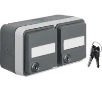 Hager Berker W.1 Ligzda Dubults Horizontālā Schuko Atslēgas Z Polem Opisowym Komplektā Ip55 Pelēks 47893525