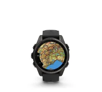 Viedpulksteni Garmin Fenix 8 – 43 mm, AMOLED Sapphire, Carbon grey DLC titanium with Black/pebble grey silicone band/ 010-02903-21