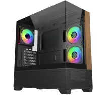 Korpuss Cooler Master Case Elite 690 Wood, Atx, Caurspīdīgs Panelis Sānu, 3x 120mm Argb Fan, Melns
