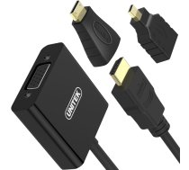 Adapteris Av Unitek Hdmi Micro - Hdmi Hdmi - D-sub (vga) + Jack 3.5mm Hdmi Mini - Hdmi Melns (y-6355)