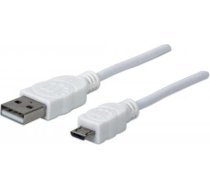 Kabelis Usb Manhattan Usb-a - Microusb 1.8 M Balts (324069)