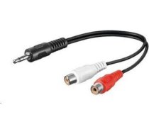 Kabelis Premiumcord Jack 3.5mm - Rca (cinch) X2 0.2m Melns (kjackcinf02)