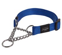 Rogz Utility Medium 16mm Snake Obedience Half-Check Dog Collar, Blue Reflective