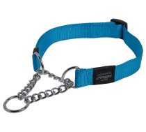 Rogz Utility Medium 16mm Snake Obedience Half-Check Dog Collar, Turquoise Reflective