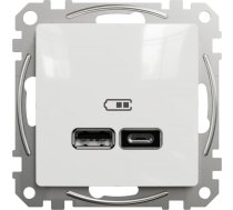 Schneider Electric Sedna Design, Ligzda Uzlādes Usb A+c 2,4a, Balts