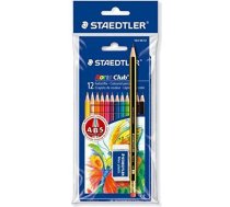 Staedtler Krītiņi Zīmuļu 12 Krāsu Noris Club + Gumijas, Zīmulis