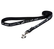 Rogz Fancy Dress Medium 16mm Scooter Fixed Dog Lead, Black Bone Design