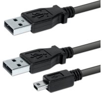 Kabelis Usb Logo Kabelis Usb (2.0), Usb A 2x M - Usb Mini M (5 Pin), 0.6m, Melns, Logo, Blistr