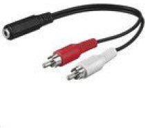 Kabelis Microconnect Jack 3.5mm - Rca (cinch) X2 0.2m Melns (audalh02)