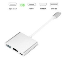 Parveidotājs Ilike Hd1 3in1 Usb-c (type-c) Plug To Hdmi 4k / Usb 3.0 / Usb-c Female Audio&video Cable Adapteris Silver