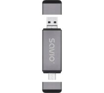 Lasītājs Savio Karšu lasītājs Sd 3in1, Usb-c+ Usb-a 2.0+ Micro Usb, Ak-72