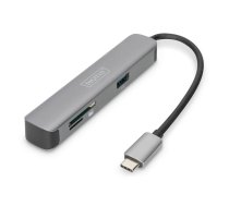 Bezvadu austiņas Digitus  USB-C Dock DA-70891 HDMI, 2x USB-A,SD, MicroSD, USB 3.0 Type-C