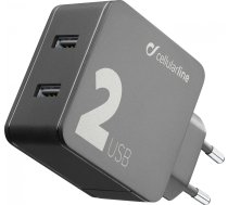 Lādētājs Cellular Line Cellularline Multi-power 2 Home Charger 2x Usb 12w +12w, Black