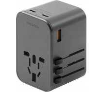 Lādētājs Energea Energea ład. Siec. 1xusb+2xusb-c Pd-pps-qc 3.0 65w 1a2c Adapteris 4in1 Us/ua/eu/uk Pelēks/gunmetal Travelworld Adapteris Gan65w