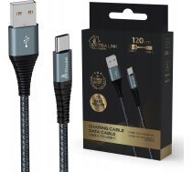 Kabelis Usb Extralink Extralink Smart Life 15w, Usb-a - Usb-c, 120cm, Neilona Oplot, 5v 2.4a/3a, Melns