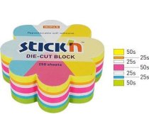 Stickn Klade Zieds, 67x67mm, Mix 5 Kol. Neon+balts, 250kart. Stick"n 21833