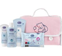 Chicco Chicco Natural Sensation Pink Komplekts šķidrums Mazgāšanas Ķermeņa Un Matiem 200ml + Losjons ķermeņa 150ml + Krēms Do Autiņi 4in1 100ml + Salvetes Tīrīšanas 16gab