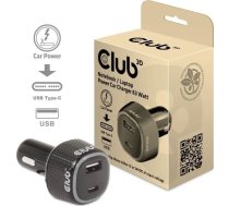 Lādētājs Club 3d Club3d Auto Nabíječka Pro Notebooky 63w, 2 Porti (usb-a + Usb-c)