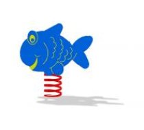 ARUNA Fish spring rocker, steel & hdpe, in-ground mount