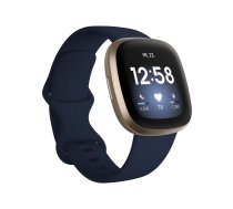 Fitbit Versa 3 — veselības un fitnesa viedpulkstenis ar 6 mēnešu premium abonementu, GPS, dienas formas indeksu un akumulatoru līdz 6+ dienām, pusnakts zils/mīksts zelts, viens izmērs