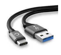 CELLONIC® USB Kabel 2m kompatibel mit JBL Charge 4 Flip 5 Link Portable LIVE 300TWS Pulse 4 Tune Clip 4 Ladekabel USB C Type C auf USB A 3.1 Gen 1 Datenkabel 3A grau PVC